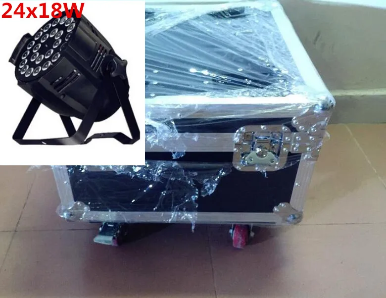 

4pcs 24x18W LED Par Lights with 1 flight case rgbwa uv 6in1 led par light