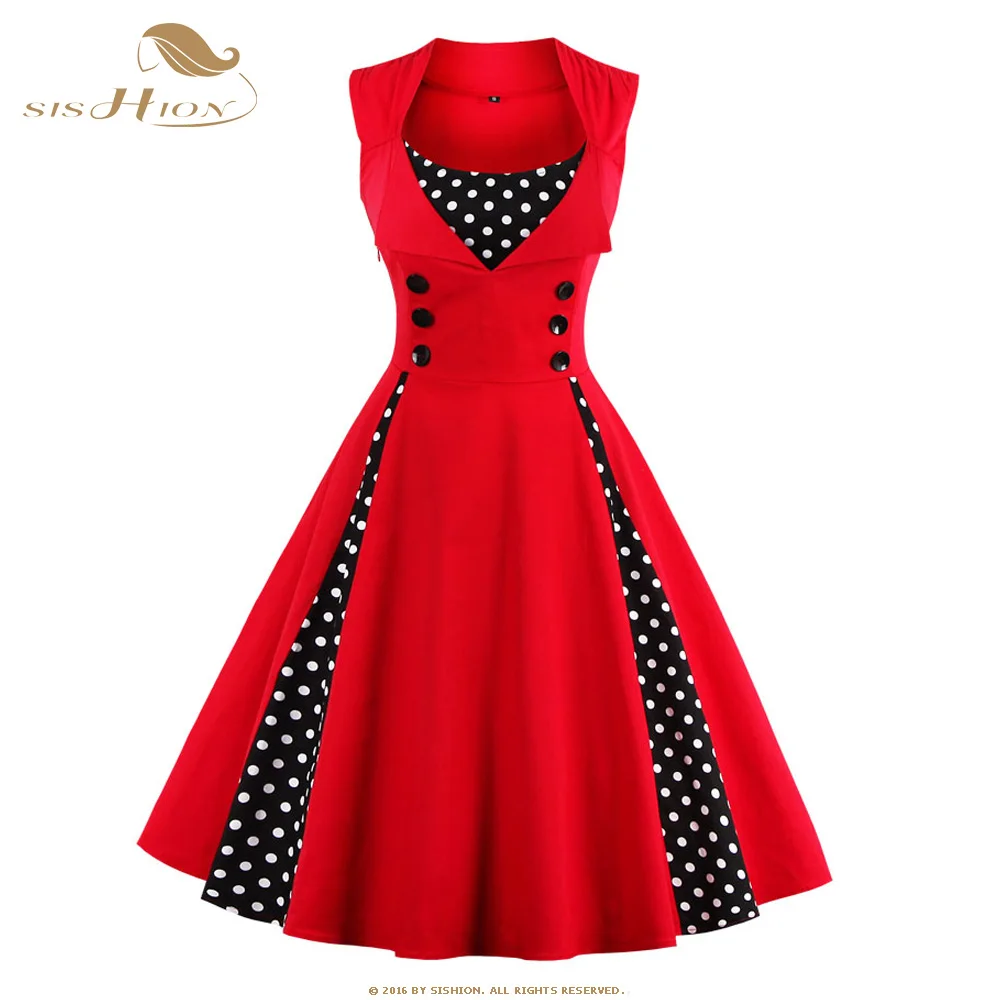 Женское винтажное платье в горошек без рукавов с цветочным принтом | Женская