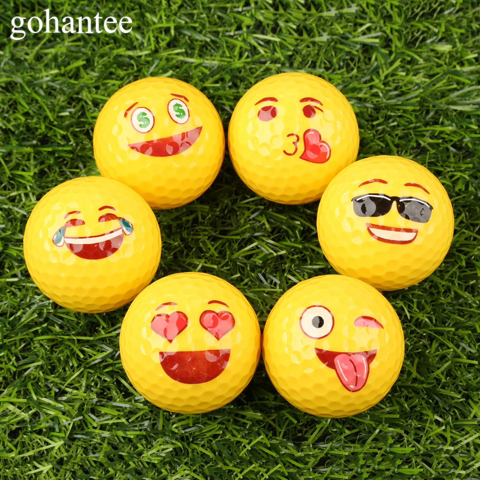 gohantee Funny Emoji Faces Golf Balls Novelty Fun Golf Practice Balls Lovely Face Pattern Golf Balls For Kids Beginner Training