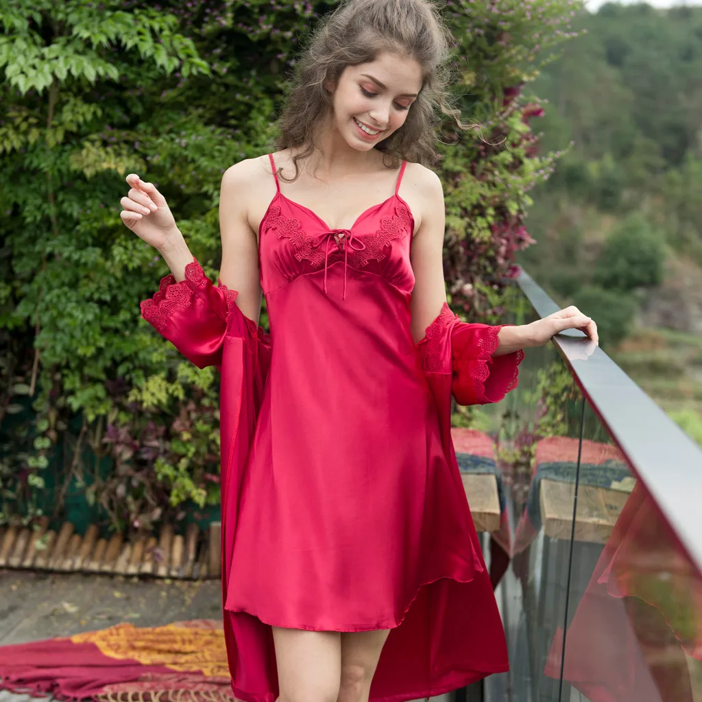 Для женщин пижамы атласные Pijama шелковая Домашняя одежда дома костюмы вышивка сна Lounge с нагрудники