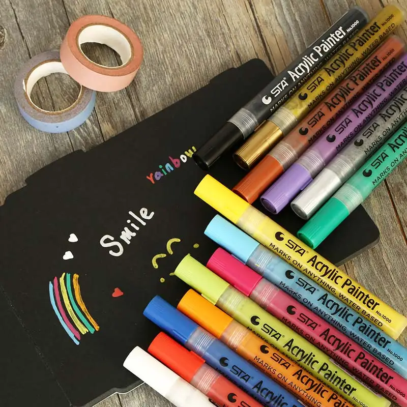 

DIY Graffiti Paper White Glitter Letter Stickers Craft Acrylic Paint Permanent Markers Pen Mark Writing Art supplies Stationery