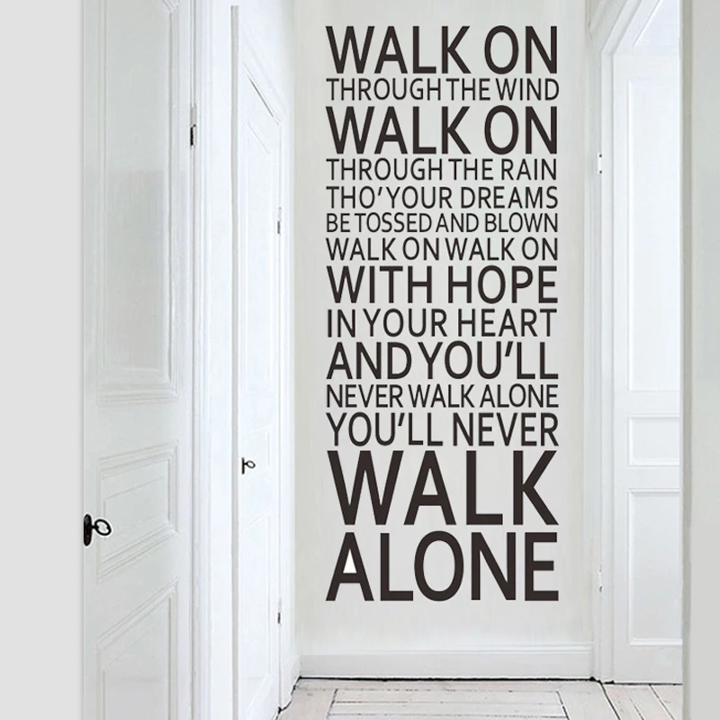 Вы никогда не будете ходить один вдохновляющие цитаты настенные наклейки для украшения комнаты домашние наклейки виниловые художественные Ливерпуль Команда песня