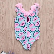 Купальный костюм для новорожденных девочек; Цельный купальник с цветочным принтом; пляжная одежда для младенцев; купальный костюм; боди с принтом арбуза; YZ19067