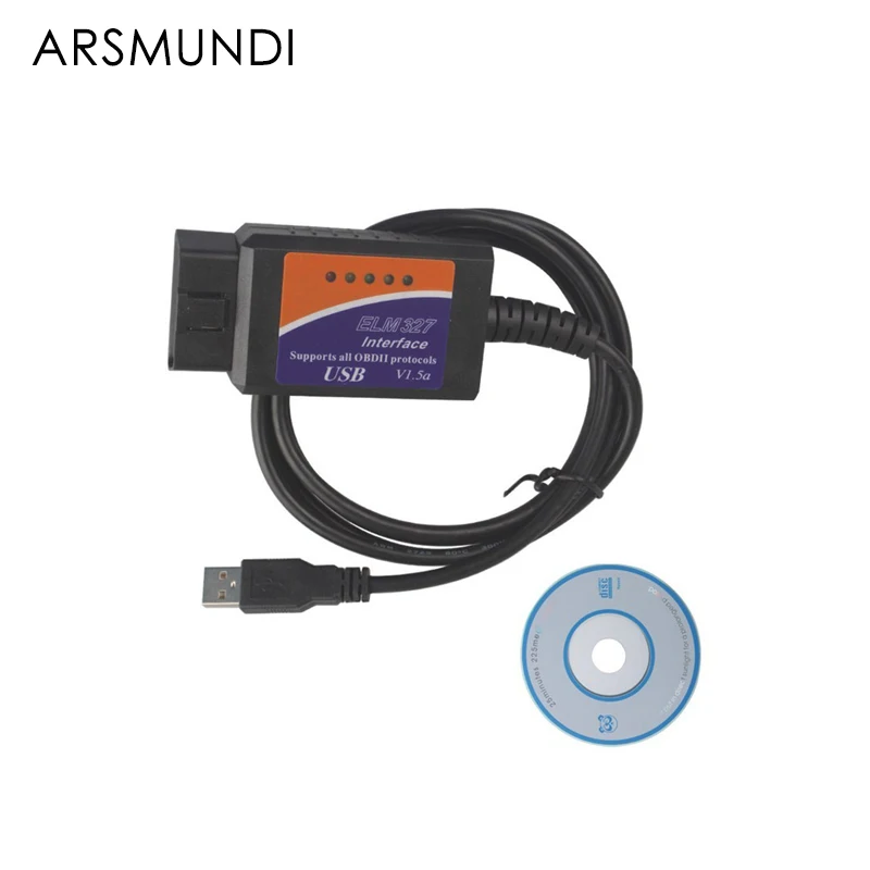 

ELM327 USB Plastic OBD2 Auto Diagnostic Tool Version V1.5 ELM 327 USB Interface OBDII CAN-BUS Scanner