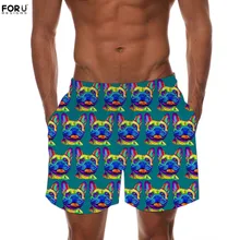 FORUDESIGNS Для мужчин быстросохнущая Пляжные шорты мультфильм Французский бульдог терьер печати мягкая доска Шорты тренировки одежда для бодибилдинга Мужские Шорты для купания