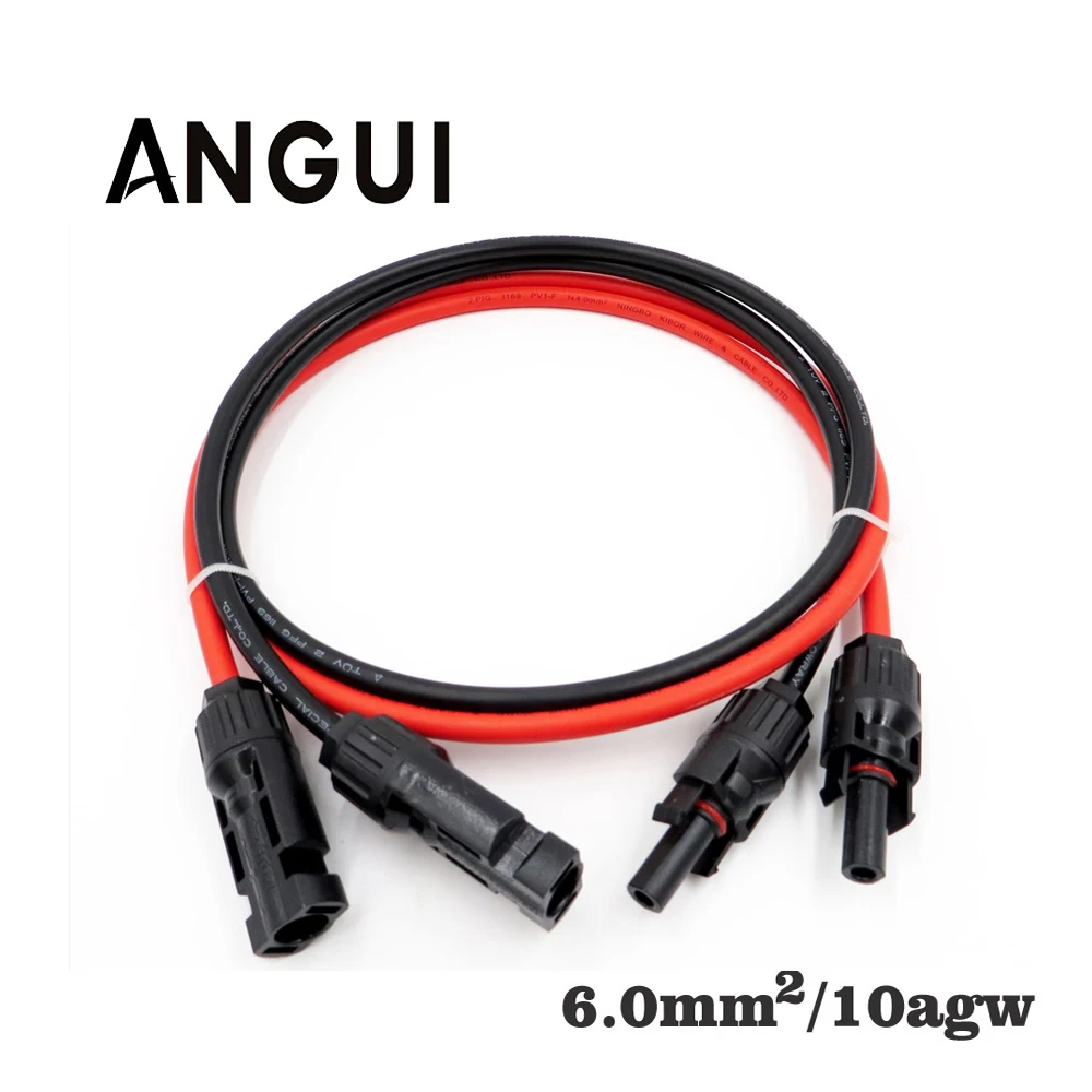 

1pair X 6mm2 10AWG 1m 2m 3m 5m 10m MC4 Connector Extension Connect branch black parallel Series extend cable