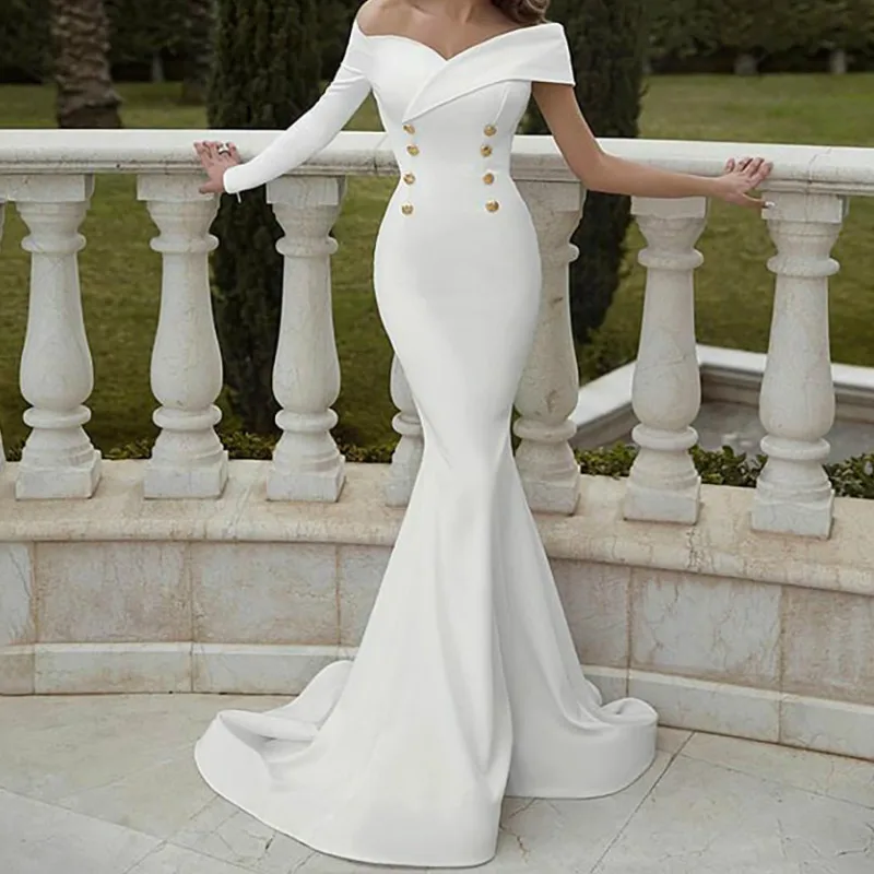 

Womens Evening Party Bodycon Fishtail Dress Party Formal Long Maxi Dress