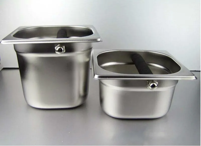 Stainless Steel Espresso Knock Box Container with Rubber Bar for Coffee Machine