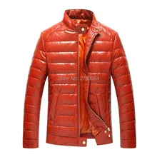 Фабричное тонкое пуховое пальто из натуральной кожи, мужская одежда из овчины, костюм из натуральной кожи, Универсальные мужские куртки с воротником-стойкой
