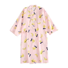 Тканые хлопок милый халат для женщин Марли мульти-цветной халат Весна тонкое кимоно, одежда для сна, для девочек носки для девочек длинные мягкие дышащие ночная рубашка