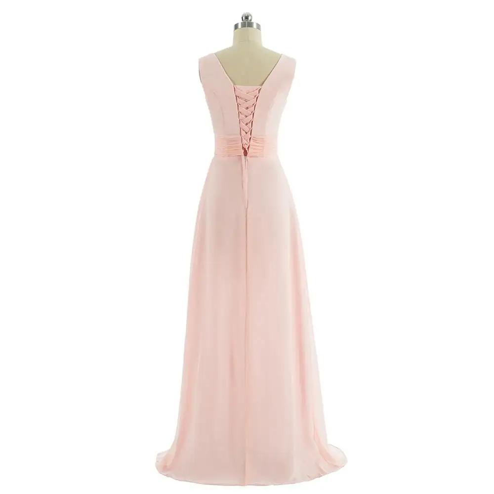 Длинные шифоновые розовые платья подружки невесты 2018 Vestido De Festa Casamento Вечернее