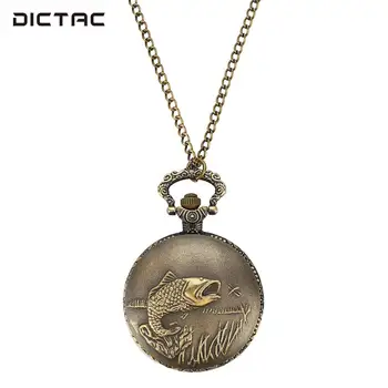 

Fish Copper Pocket Watch Fob Pocket Watch Vintage Hanging Chain Retro Pendant Necklace Sweater Chain