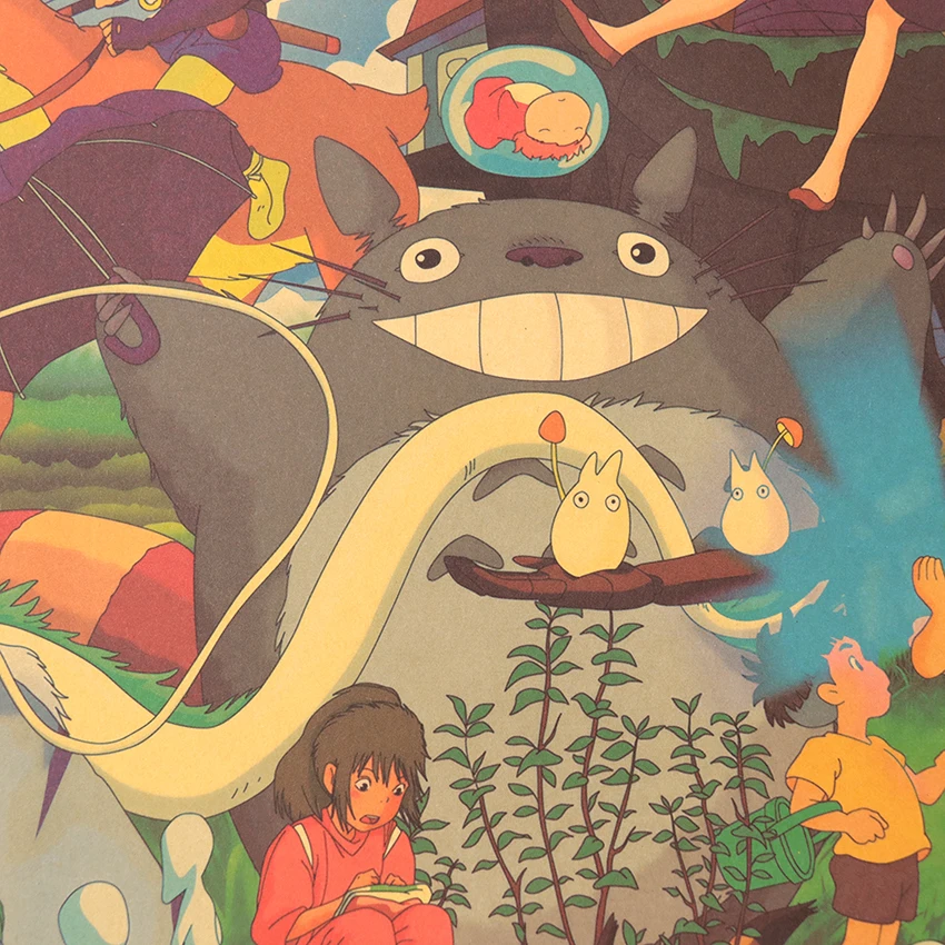 Hayao Miyazaki большая коллекция японского аниме винтажная декоративная крафт-бумага плакат украшение комнаты стикер стены 71x32,5 cm