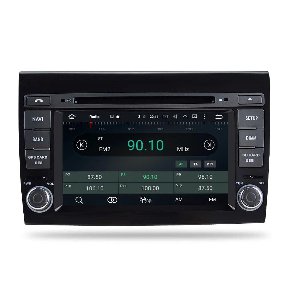 Top Android 9.0 Car Stereo DVD Player GPS Glonass MultimediaFor Fiat/Bravo 2007-2012  Audio RDS Radio Stereo RAM 4g 64g 4