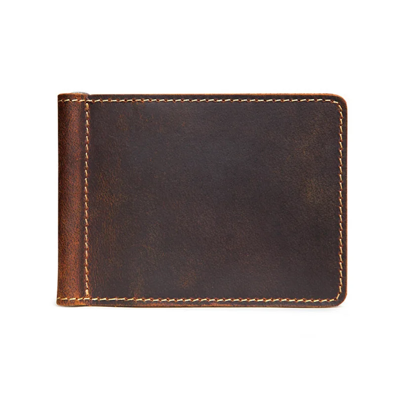 Retro Genuine Leather Men Money Clips Wallet Slim Multifunctional Money Holder Wallet Designer New Mens Purses Clip money clips wallet