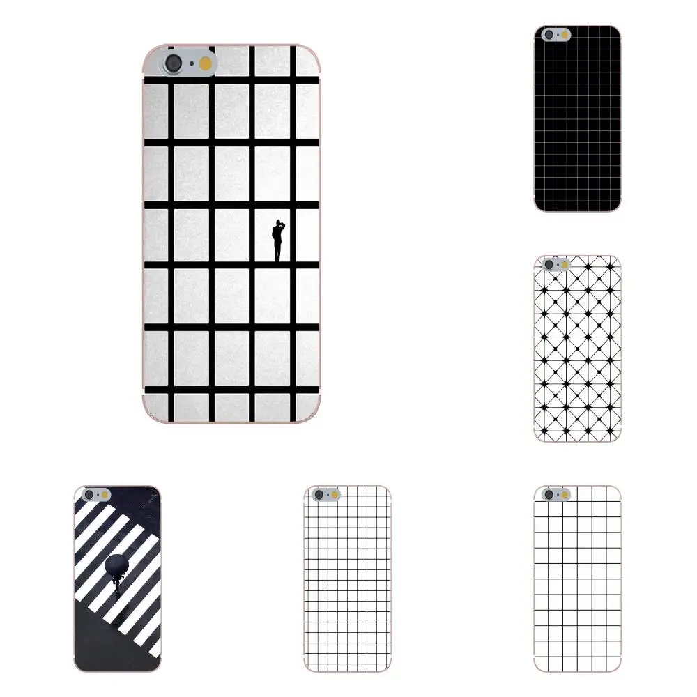 

White Black Grid Minimalist Soft 2017 New Arrival For Huawei G8 Honor 5C 5X 6 6X 7 8 9 Y5II Mate 9 P8 P9 P10 P20 Lite Plus 2017