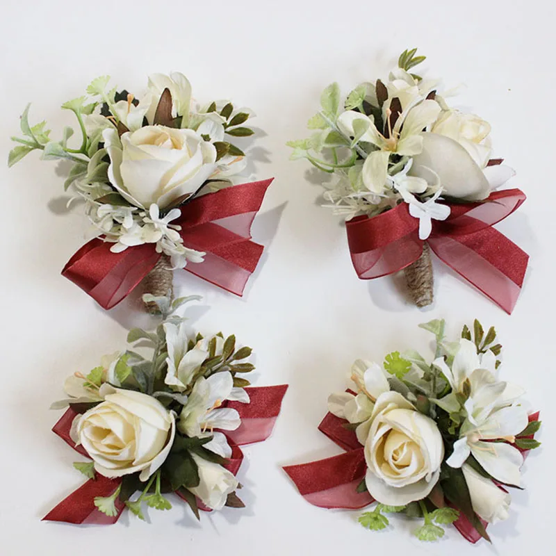 red rose wedding wrist corsage boutonniere flowers  (8)