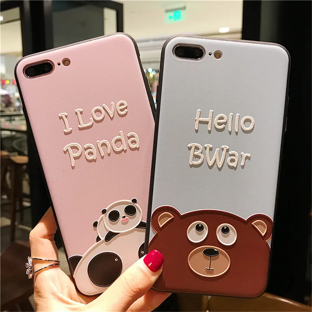 Для Iphone 6 плюс 6s 7 plus 8 X Прекрасный голые медведи Чехол для телефона гризли панда