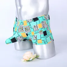 Новинка, 12 стилей, мужские клетчатые модные пикантные трусы-боксеры с принтом, мужские эротические трусы-боксеры