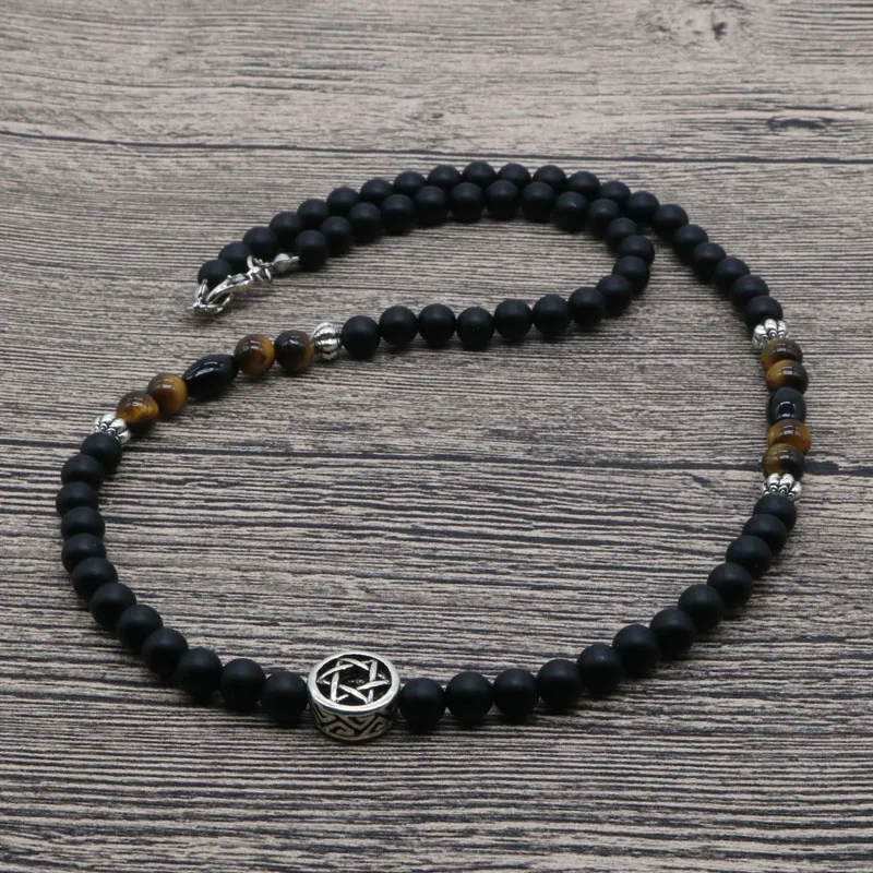 

2018 Men Beaded Necklace Natural Stone Israel Star Of David Nacklace Men Religion Jewellery Spiritual Gifts For Him SU-03