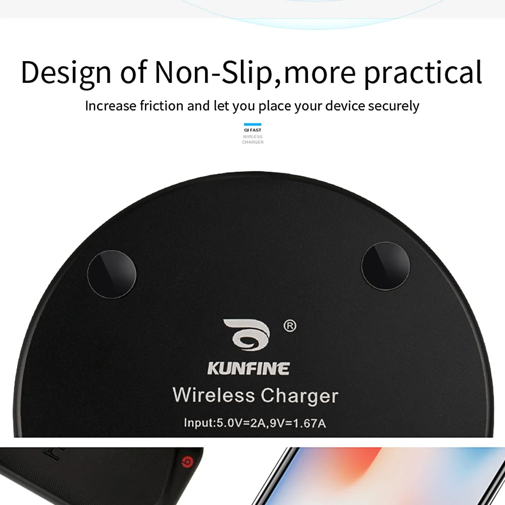 KUNFINE 10W Qi Wireless Charger for iPhone X8 Visible Fast Wireless Charging pad for Samsung S9S9+ S8 Note 9 9+ 8 Xiaomi Huawei 5 Colors  (8)