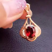 Натуральный красный гранат кулон S925 серебро Природный камень кулон Цепочки и ожерелья Модные Лаки бутылки женщин Свадебные украшения