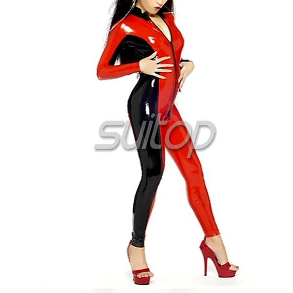 Neck Entry Rubber Latex Catsuit with Inflatable Tail Fashion Cosplay Costume