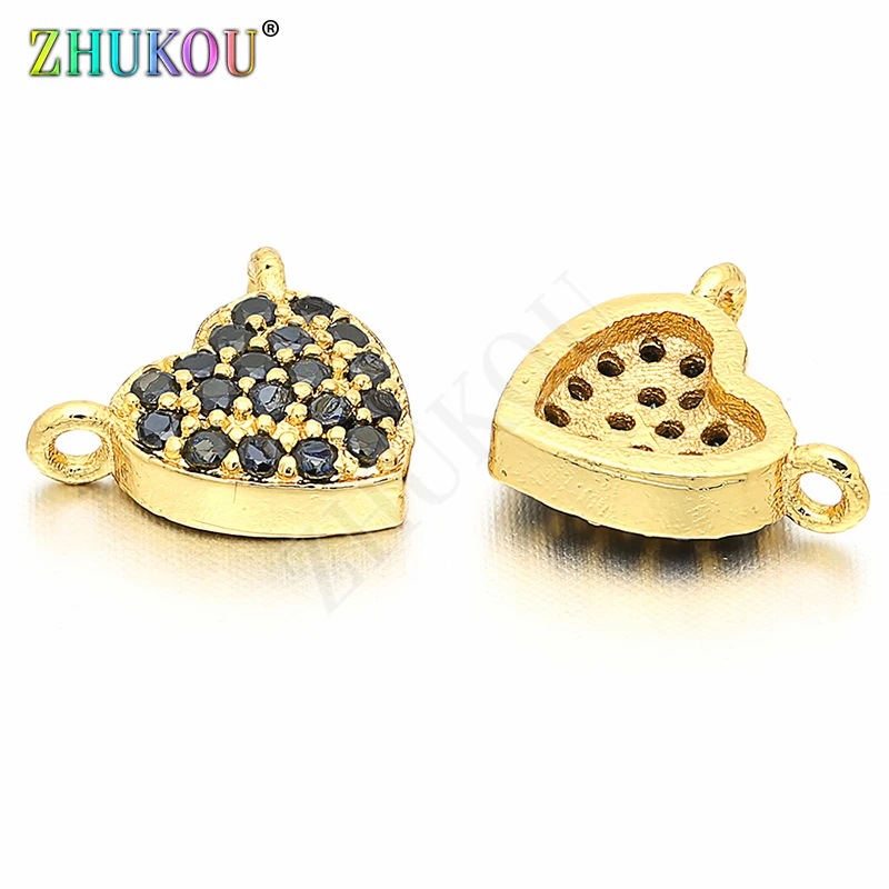 

10*8mm Fashion Brass Cubic Zirconia Heart Charms Pendants for DIY Jewelry Findings Accessories, Hole: 0.5mm, Model: VD36