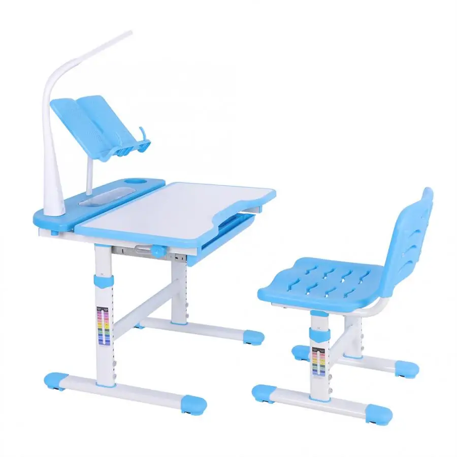 Регулируемый стол и стул по высоте, детский стол и удобный набор стульев с лампой, детский стол для обучения 100~ 240 В