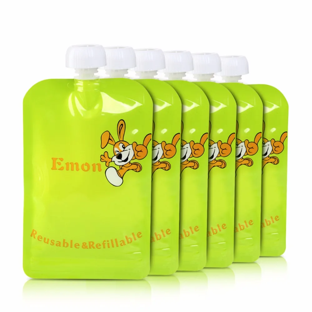 4 шт. и 8 шт./лот Многоразовые детские пакеты для еды BPA Free легко чистящие сумки