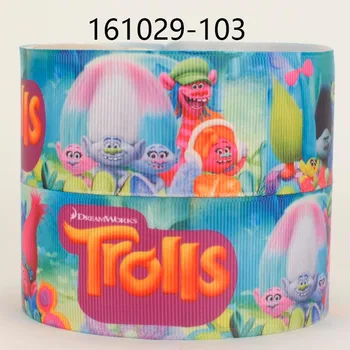 

2016 NEW sales 1/2"38mm 50 yards magic Trolls ribbon printed grosgrain ribbon free shipping