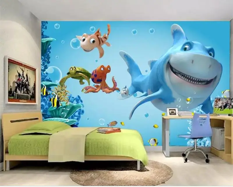 Custom Size 3d Photo Wallpaper Kids Room Mural Underwater World