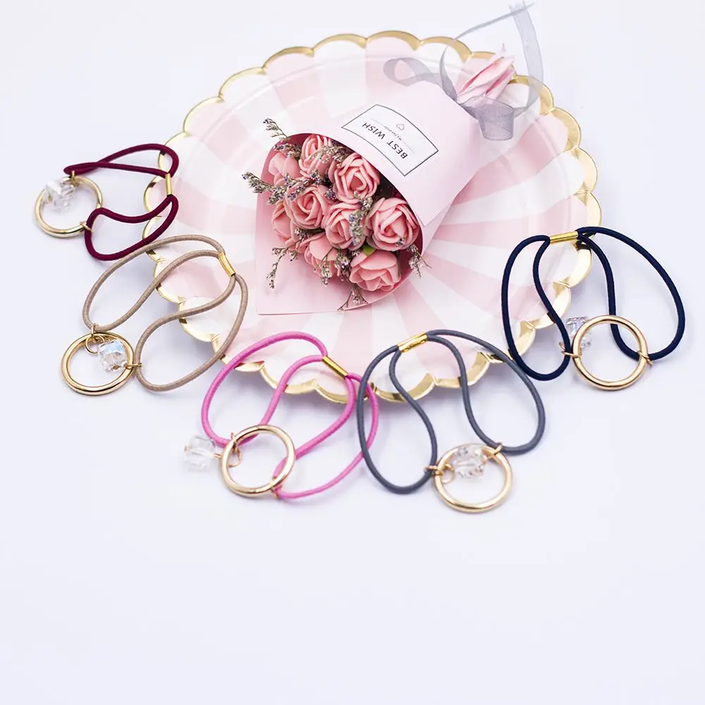 2pcs Fashion Elastic Rubber Hair Ties Ponytail Holder Girls Hair Rope Band Solid Color Hair Rings Accessories Hairband for Women