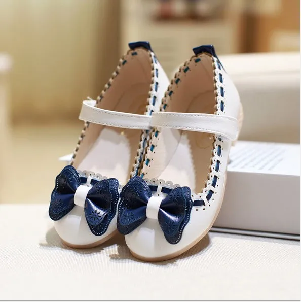 Обувь для девочек модели обувь для принцессы с бантом светлой кожи корейских студентов 3 вида цветов детская кожаная обувь для детей A19