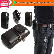 Genuine Leather Carry Belt Clip Pouch Waist Purse Case Cover for Samsung Galaxy S7 Edge Mobile Phone Bag Free Drop Shipping