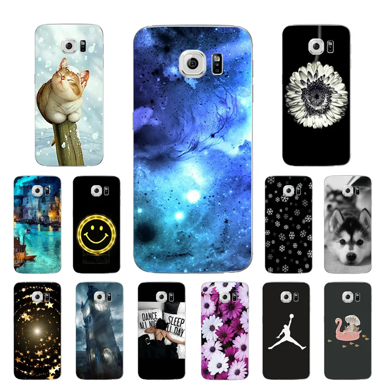 Ultrathin Soft Silicone Black Cover Case for Samsung Galaxy S6 s 6 Smiley Printing Coque Fundas G920 Phone Shell |
