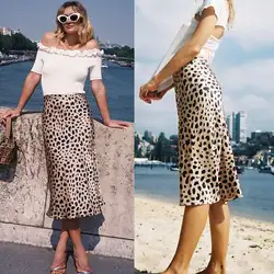 Модная Фирменная Новинка для женщин длинные макси юбка высокая талия леопардовым принтом Bodycon пляжная одежда Империя повседневное прямые