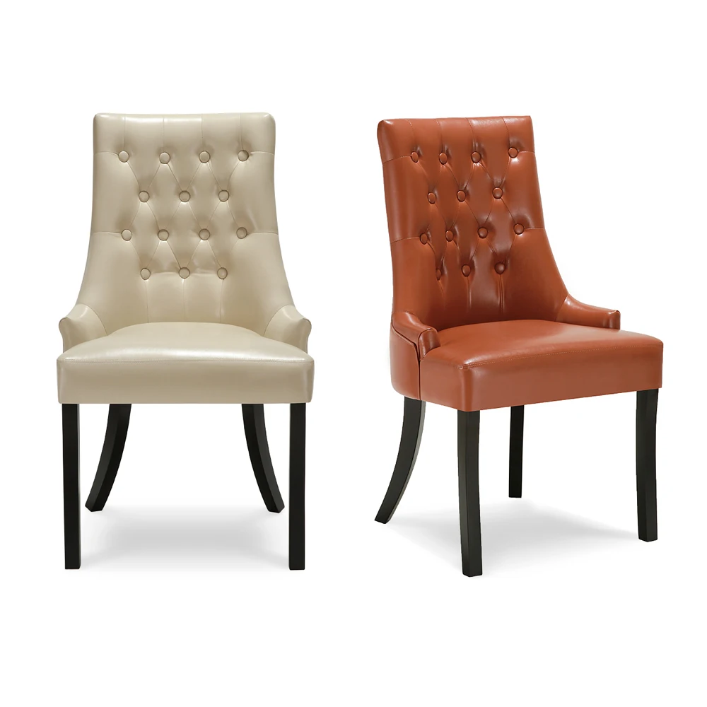 Ikayaa antiken stil scoop zurück tufted küche esszimmerstuhl pu leder gepolsterte akzent stuhl seite wohnzimmer stuhl