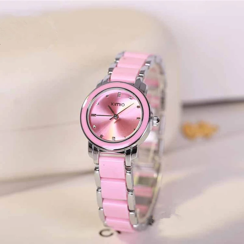 Акция, Настоящее розовое золото, брендовые Ретро студенческие женские модные часы с керамическим браслетом, женские кварцевые часы