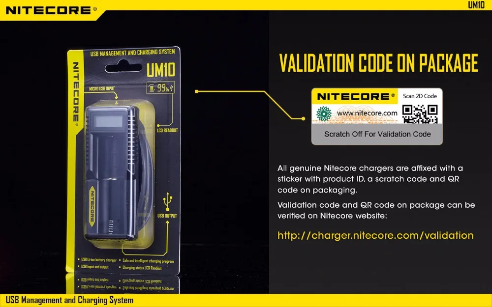 NITECORE умное зарядное устройство UM10 Digi зарядное устройство ЖК-дисплей Универсальный USB мощность для литий-ионного IMR батарея Путешествия адаптер питания