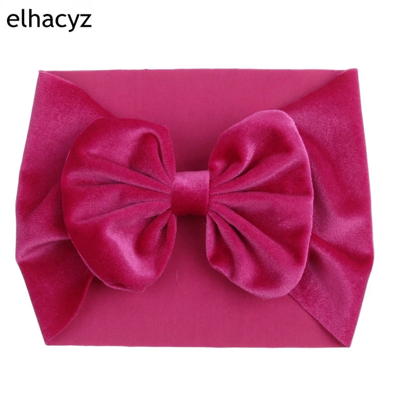 

NEW Winter 5" Big Velvet Kids Girl Hair Bow Elastic Headband Wide Warm Headwrap Birthday Party Hair Accessories 2018 Photo Pro