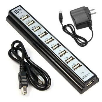 

10 Port Hi-Speed USB 2.0 Hub + Power Adapter for PC Laptop Computer Up to 480 Mbps data transfer rate 66#