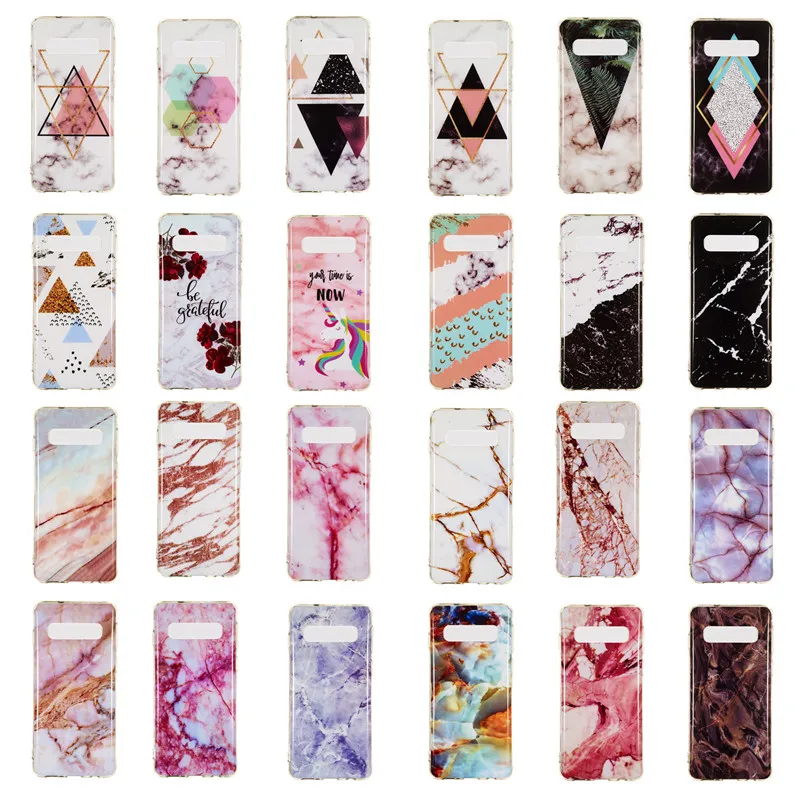 

Case for Galaxy S10 Plus Floral Marble Geometric Pattern Crystal Clear Transparent TPU Cover for Samsung Galaxy S10 S10E S10Lite