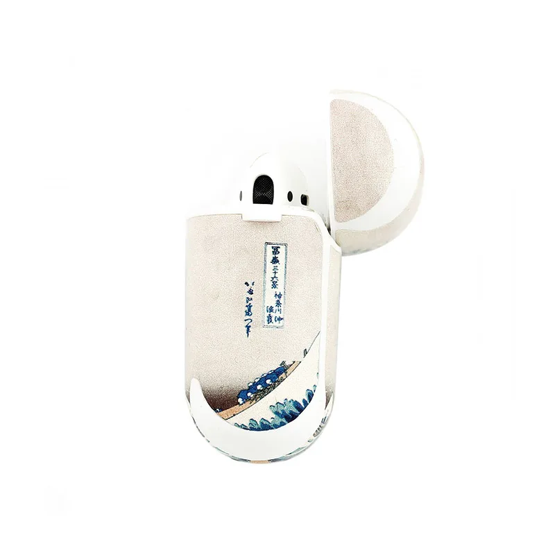 Чехол airpods кожаный для Apple Bluetooth наушники защитная кожа Kanagawa Ван Гог противоударный Анти-пыль ремень Звездная ночь бухта