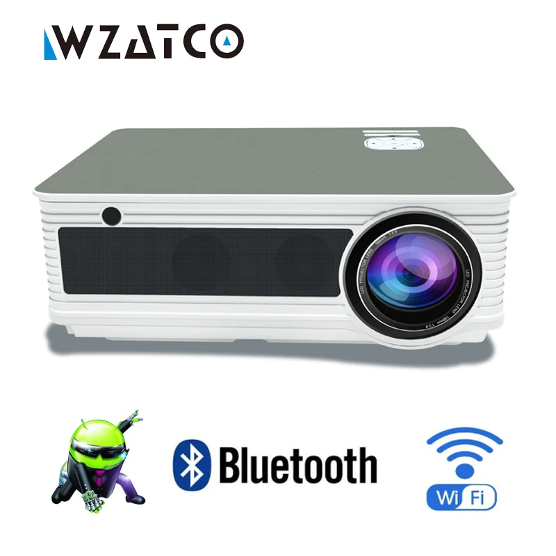 WZATCO Full HD 1080p светодиодный Видеопроектор для домашнего кинотеатра 5500 люмен Android 9,0 WiFi портативный видеопроектор moive Proyector с HDMI USB