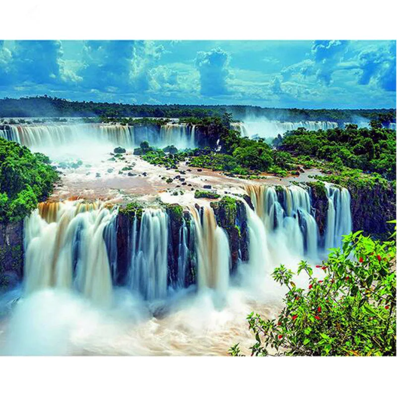 

DIY square Diamond Painting Cross Stitch Kits waterfall Diamond Mosaic landscape picture Diamond Embroidery Patterns Rhinestones