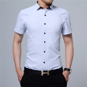 

Summer White Shirt Men Short Sleeve Tops Asian Size S M XXXL 4XL Business Leisure Men Dress Shirts Comfortable and Breathable