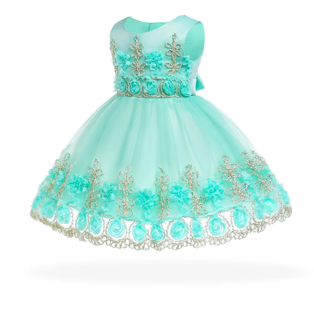 

Baby Girls Clothes Christening Girl Birthday Party Ball Gown Dresses Newborn Baby Baptism Dress With Bow Toddlers Summer Dress
