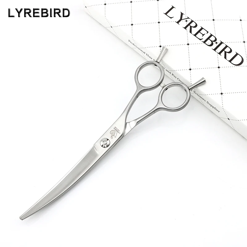 

Dog Grooming Scissors Curved Shears 6.75 INCH Professional Pet Scissors Right Hand Matte Silver LYREBIRD NEW