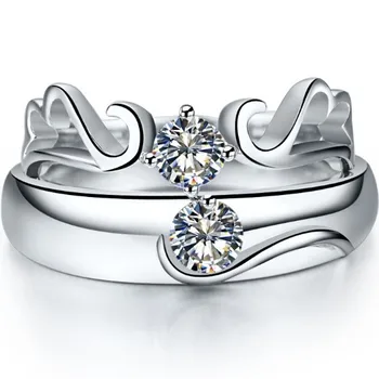 

Angel Style 925 Sterling Silver Ring For Couple Synthetic Carbon Engagement Pair Rings Forever Promise Marriage Lovers Rings